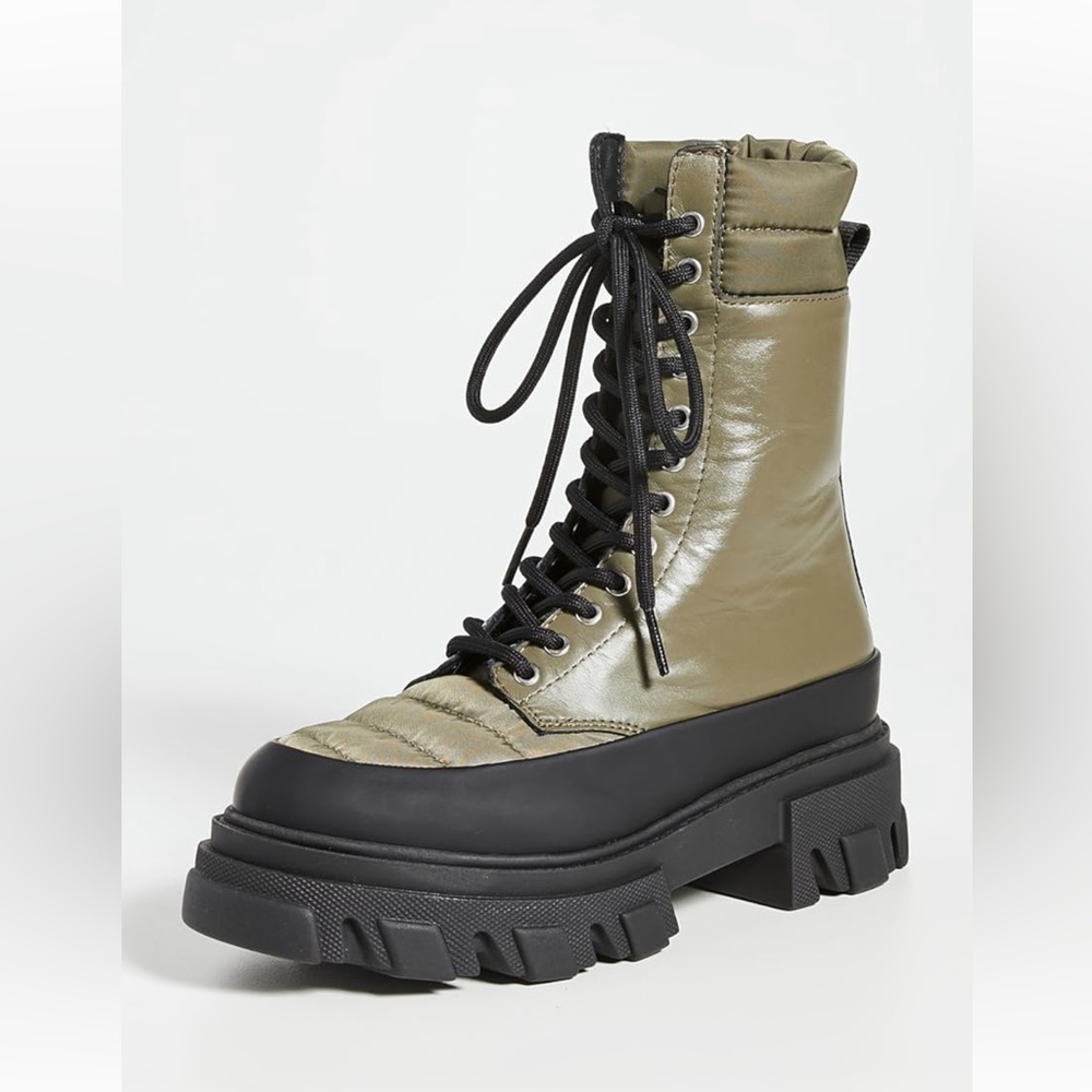 GANNI Track Sole Combat Boots, Color: Kalamata, Size 40 (US 9.5)